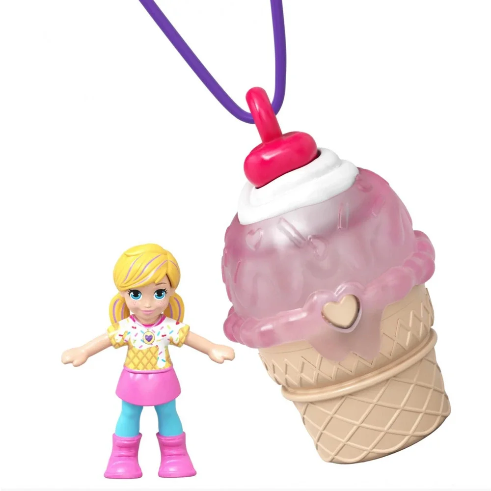 Polly Pocket Tiny Takeaway Micro DOLL & PURPLE ROCKET NECKLACE Series 1 2018 NEW